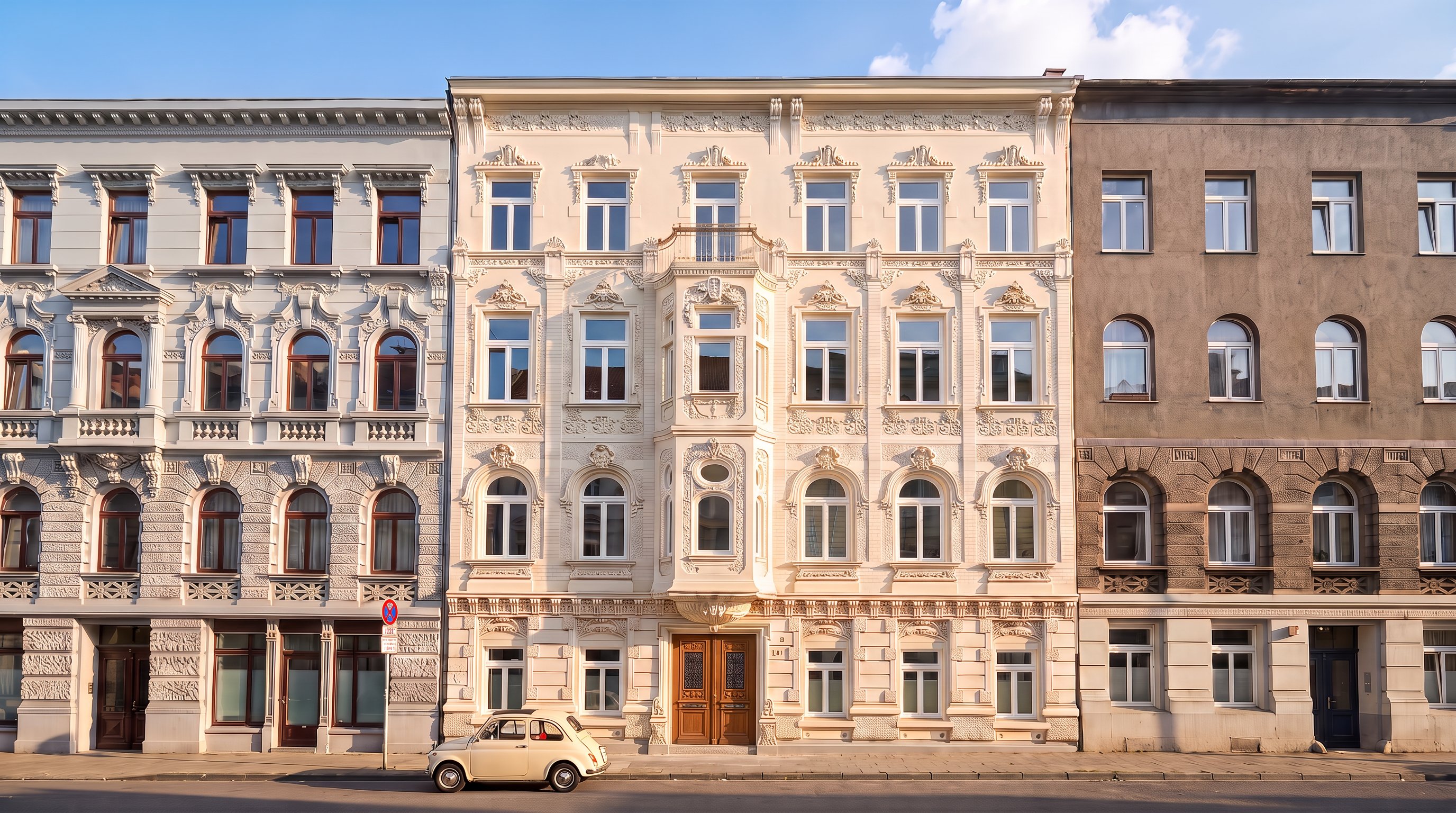 Straßenfassade Mauerstraße 42 im Abendlicht